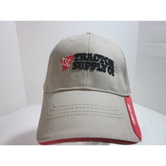 Tractor Supply Since 1938 Baseball Cap Tan Red Farm Strap Buckle Back NWOT - Picture 1 of 6